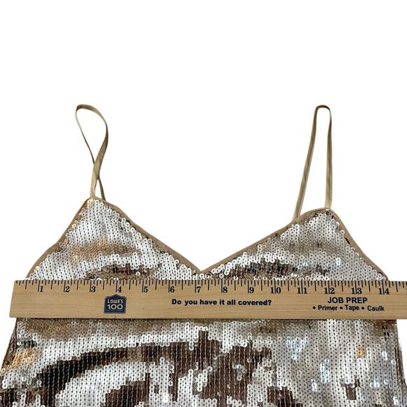 Lulus Perfectly Glowing Sequin Feather Tank Top XS Cropped Holiday Concert - Picture 9 of 11